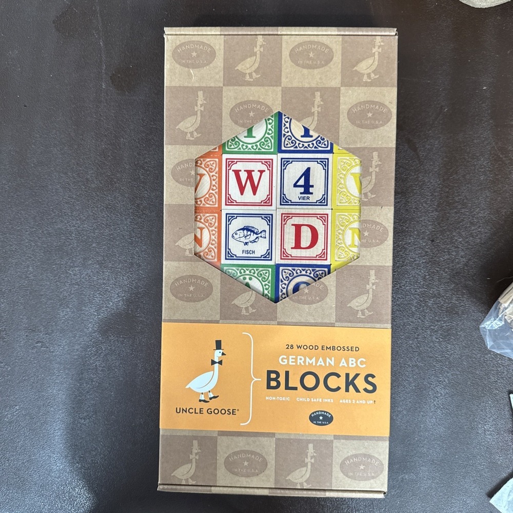 Uncle Goose 28 Wood Embossed Lowercase ABC Blocks Handmade USA